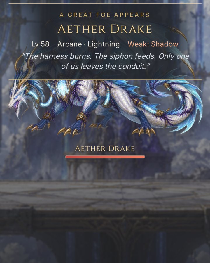 FateMMO: Awaken on a phone: the Aether Drake appears with its level, elements and weakness