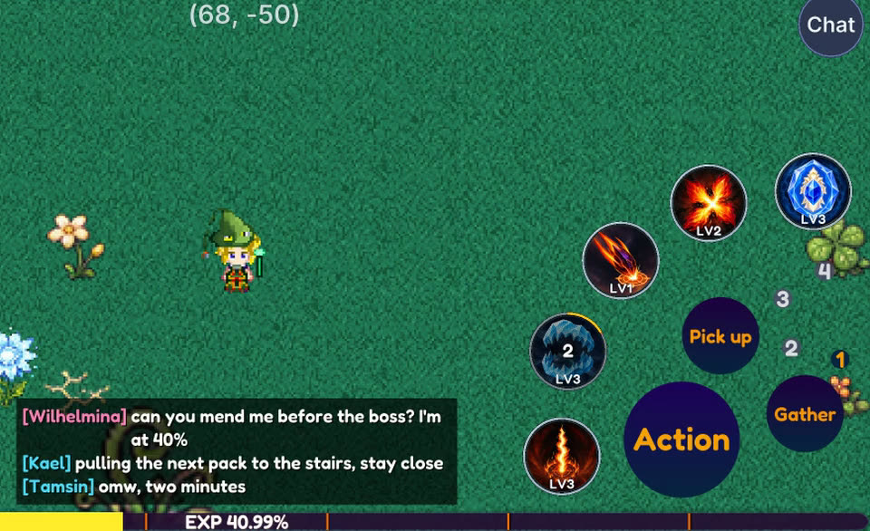 The Action button pulsing as the player's attacks land on a Faction Assassin, with a CRITICAL! hit, a Miss and the kill.