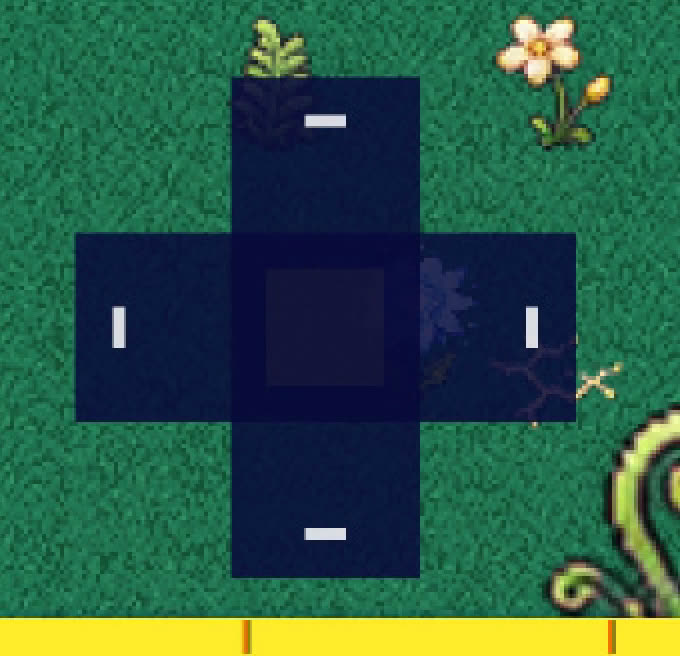The d-pad dimmed with a lock medallion in its centre while the character is held in place.